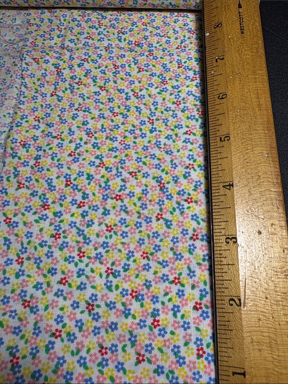Vintage Floral Micro-Print Cotton Fabric in White with Multicolor Flowers. B20